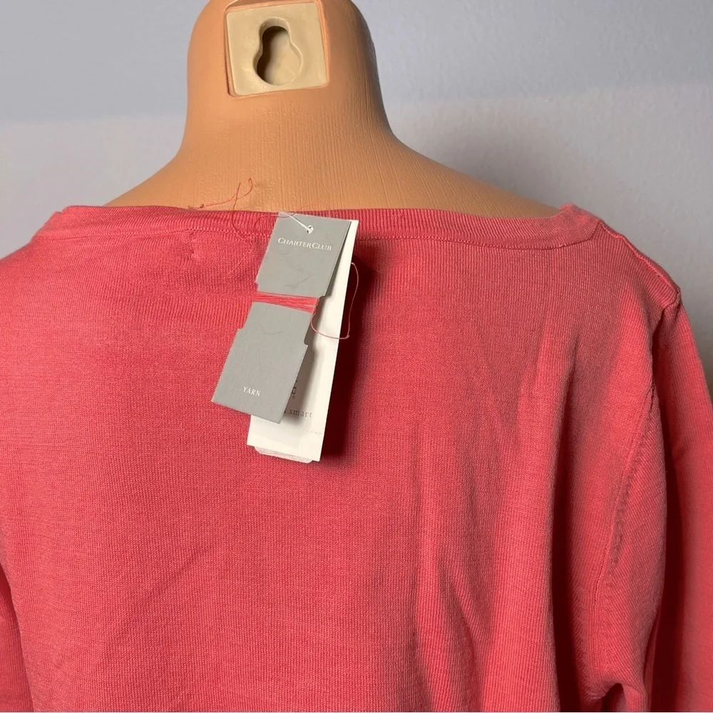 Silk Knit Hibiscus Charter Club Boatneck Top - Picture 4 of 7